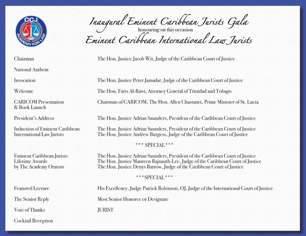 EMINENT CARIBBEAN JURISTS TO BE HONOURED AT INAUGURAL AWARDS CEREMONY