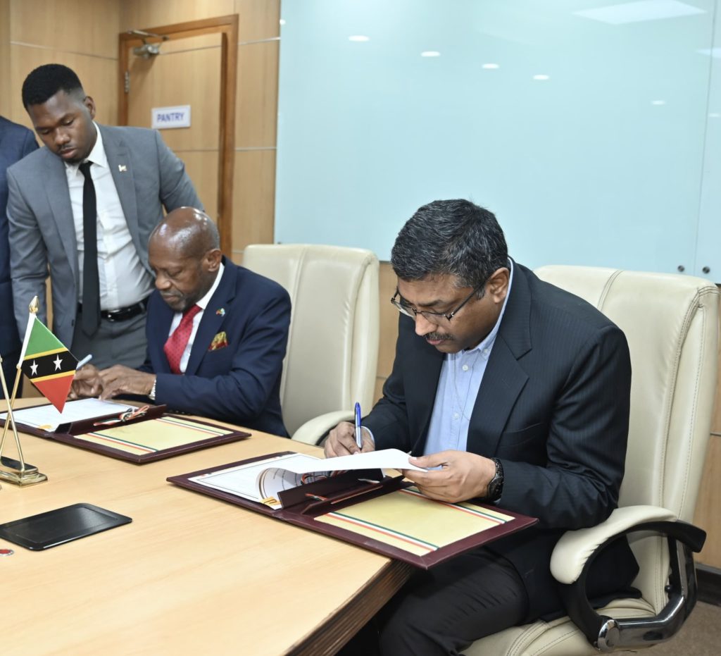 The Minister of Foreign Affairs, the Rt. Hon. Dr. Denzil Douglas, Signs Two Memoranda of Understanding During Official Visit to India