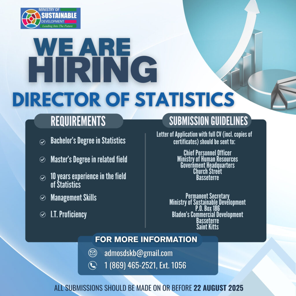 Vacancy – Director of Statistics, Ministry of Sustainable Development